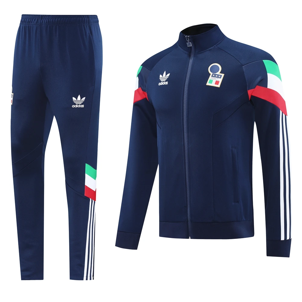 Conjunto Completo Ropa Deportiva Con Cremallera Larga Italia 2025 Azul Marino Rojo Italia Conjunto 2025 Azul - Equipación Italia | tiendasdefutboles