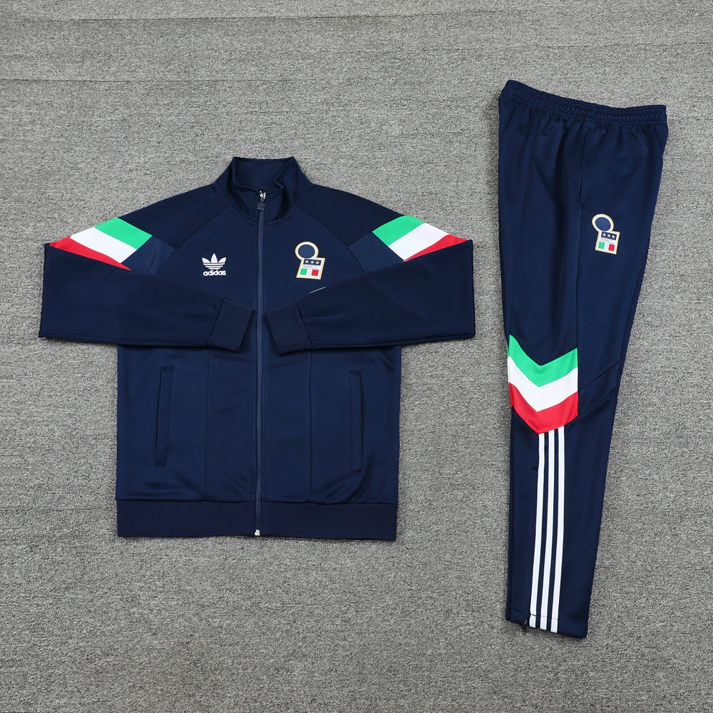 Conjunto Completo Ropa Deportiva Con Cremallera Larga Italia 2025 Azul Marino Rojo Italia Conjunto 2025 Azul - Equipación Italia | tiendasdefutboles