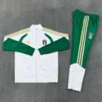 Conjunto Completo Ropa Deportiva Con Cremallera Larga Italia 2026 Blanco I Verde