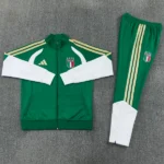 Conjunto Completo Ropa Deportiva Con Cremallera Larga Italia 2026 Verde I Blanco