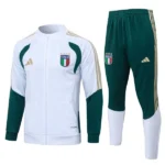 Conjunto Completo Ropa Deportiva Con Cremallera Larga Italia 2026 Blanco Verde