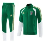 Conjunto Completo Ropa Deportiva Con Cremallera Larga Italia 2026 Verde I Blanco