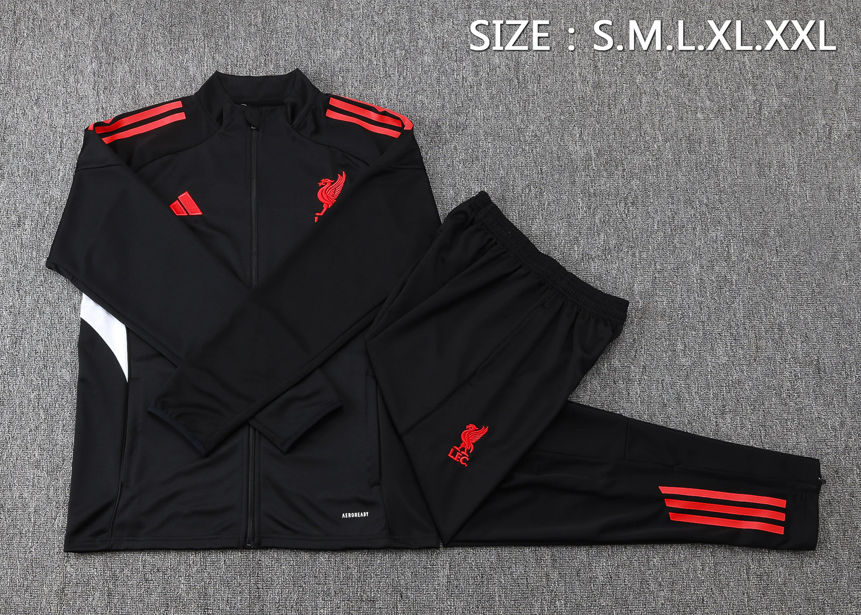 Conjunto Completo Ropa Deportiva Con Cremallera Larga Liverpool 2025 2026 Negro Rojo Liverpool Conjunto 2025 2026 Negro - Maglia Liverpool | tiendasdefutboles