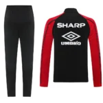 Conjunto Completo Ropa Deportiva Con Cremallera Larga Manchester United 2025 2026 Negro II Rojo