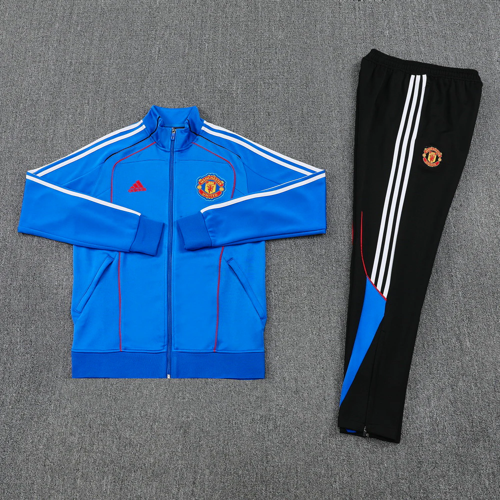 Conjunto Completo Ropa Deportiva Con Cremallera Larga Manchester United 2025 2026 Negro Azul Manchester United Conjunto 2025 2026 Negro - Maglia Manchester United | tiendasdefutboles