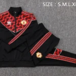 Conjunto Completo Ropa Deportiva Con Cremallera Larga Manchester United 2025 2026 Negro II Rojo