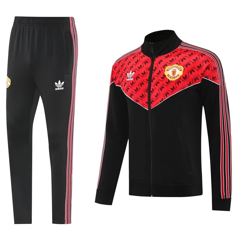 Conjunto Completo Ropa Deportiva Con Cremallera Larga Manchester United 2025 2026 Negro II Rojo Manchester United Conjunto 2025 2026 Negro - Maglia Manchester United | tiendasdefutboles