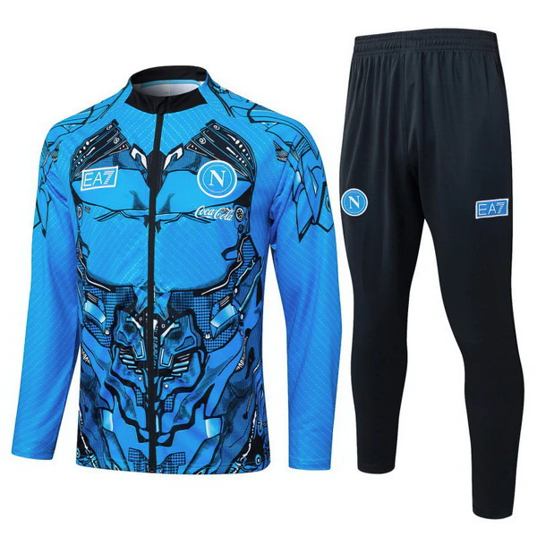 Conjunto Completo Ropa Deportiva Con Cremallera Larga Napoli 2025 2026 Azul Negro SSC Napoli Conjunto 2025 2026 Azul - Ssc Napoli Equipacion | tiendasdefutboles