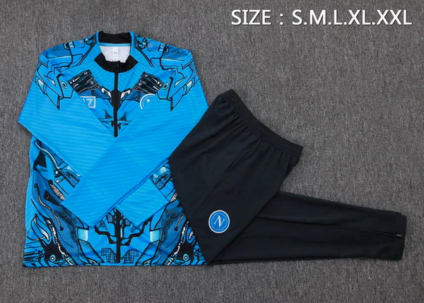 Conjunto Completo Ropa Deportiva Con Cremallera Larga Napoli 2025 2026 Azul Negro SSC Napoli Conjunto 2025 2026 Azul - Ssc Napoli Equipacion | tiendasdefutboles