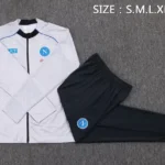Conjunto Completo Ropa Deportiva Con Cremallera Larga Napoli 2025 2026 Blanco Negro