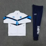 Conjunto Completo Ropa Deportiva Con Cremallera Larga Napoli 2025 2026 Blanco III Azul