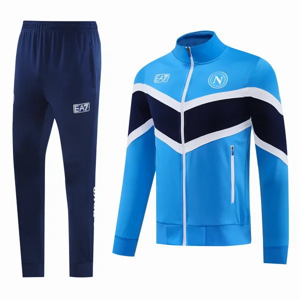 Conjunto Completo Ropa Deportiva Con Cremallera Larga Napoli 2025 2026 Azul Blanco SSC Napoli Conjunto 2025 2026 Azul - Ssc Napoli Equipacion | tiendasdefutboles