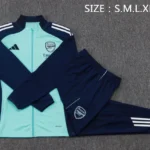 Conjunto Completo Ropa Deportiva Con Cremallera Larga Niños Arsenal 2025 2026 Verde Claro Azul