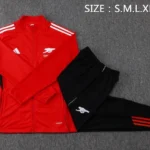 Conjunto Completo Ropa Deportiva Con Cremallera Larga Niños Arsenal 2025 2026 Rojo Negro