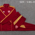 Conjunto Completo Ropa Deportiva Con Cremallera Larga Niños Arsenal 2025 2026 Rojo Amarillo