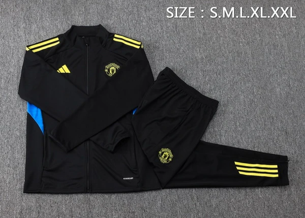 Conjunto Completo Ropa Deportiva Con Cremallera Larga Niños Manchester United 2025 2026 Negro Amarillo Azul Manchester United Niños Conjunto 2025 2026 Negro - Equipacion Manchester United Niños | tiendasdefutboles