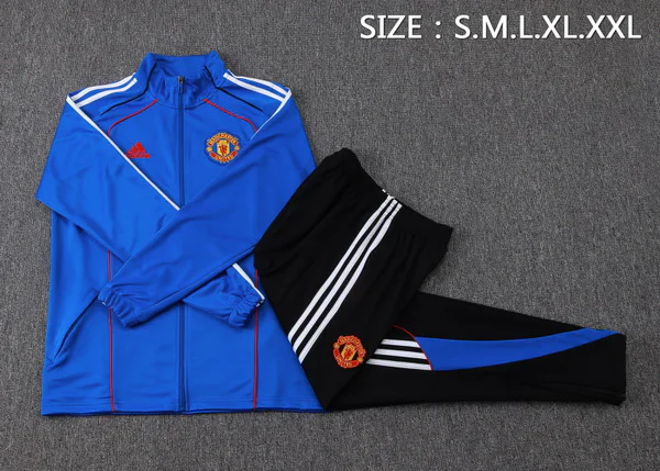 Conjunto Completo Ropa Deportiva Con Cremallera Larga Niños Manchester United 2025 2026 Negro I Azul Manchester United Niños Conjunto 2025 2026 Negro - Equipacion Manchester United Niños | tiendasdefutboles