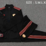 Conjunto Completo Ropa Deportiva Con Cremallera Larga Niños Manchester United 2025 2026 Negro III Rojo