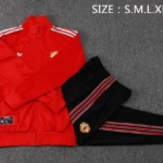 Conjunto Completo Ropa Deportiva Con Cremallera Larga Niños Manchester United 2025 2026 Rojo I Negro