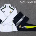Conjunto Completo Ropa Deportiva Con Cremallera Larga Niños Real Madrid 2025 2026 Blanco Negro Verde