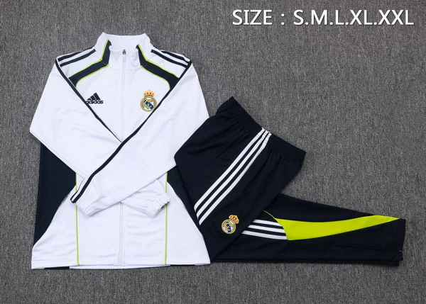 Conjunto Completo Ropa Deportiva Con Cremallera Larga Niños Real Madrid 2025 2026 Blanco Negro Verde Real Madrid Niños Conjunto 2025 2026 Blanco - Tuta Real Madrid Niños | tiendasdefutboles