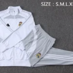 Conjunto Completo Ropa Deportiva Con Cremallera Larga Niños Real Madrid 2025 2026 Blanco Negro