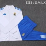 Conjunto Completo Ropa Deportiva Con Cremallera Larga Niños Real Madrid 2025 2026 Blanco Azul