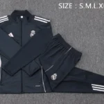 Conjunto Completo Ropa Deportiva Con Cremallera Larga Niños Real Madrid 2025 2026 Gris Marino