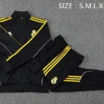 Conjunto Completo Ropa Deportiva Con Cremallera Larga Niños Real Madrid 2025 2026 Negro Amarillo
