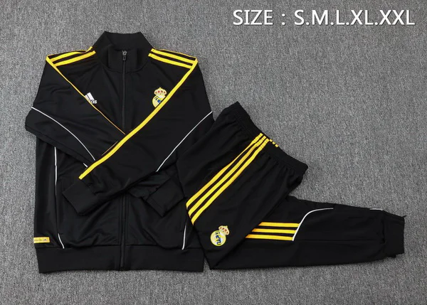 Conjunto Completo Ropa Deportiva Con Cremallera Larga Niños Real Madrid 2025 2026 Negro Amarillo Real Madrid Niños Conjunto 2025 2026 Negro - Tuta Real Madrid Niños | tiendasdefutboles