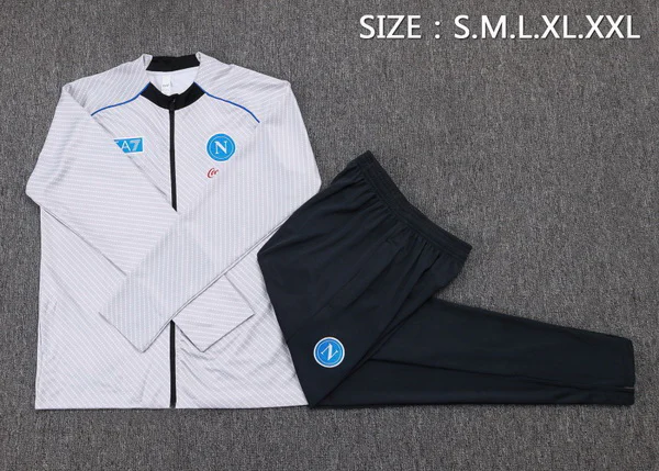 Conjunto Completo Ropa Deportiva Con Cremallera Larga Niños Napoli 2025 2026 Blanco Negro SSC Napoli Niños Conjunto 2025 2026 Blanco - Tuta SSC Napoli Niños | tiendasdefutboles