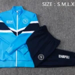 Conjunto Completo Ropa Deportiva Con Cremallera Larga Niños Napoli 2025 2026 Azul