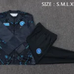 Conjunto Completo Ropa Deportiva Con Cremallera Larga Niños Napoli 2025 2026 Gris Negro