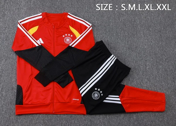 Conjunto Completo Ropa Deportiva Con Cremallera Larga Niños Alemania 2026 Rojo Amarillo Negro Alemania Niños Conjunto 2026 Rojo - Equipacion Alemania Niños | tiendasdefutboles