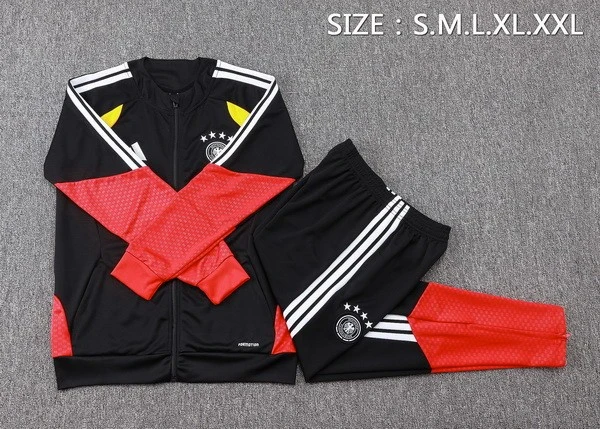 Conjunto Completo Ropa Deportiva Con Cremallera Larga Niños Alemania 2026 Negro Rojo Amarillo Alemania Niños Conjunto 2026 Negro - Equipacion Alemania Niños | tiendasdefutboles