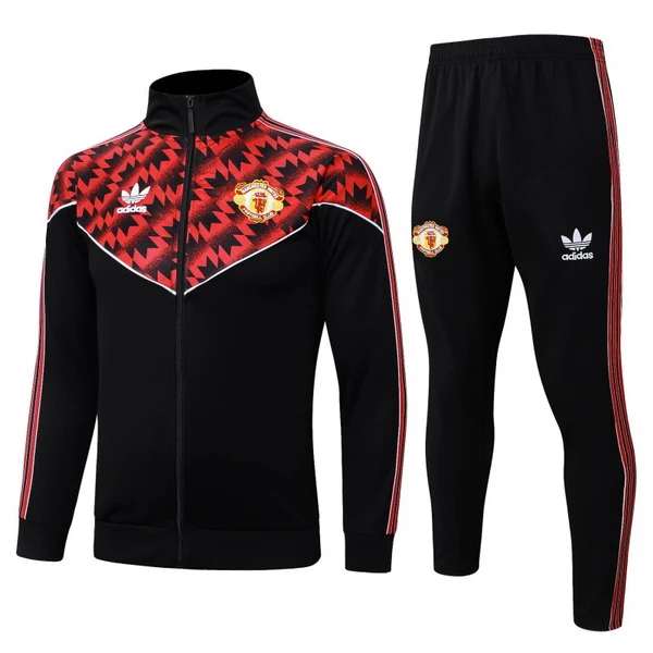 Conjunto Completo Ropa Deportiva Con Cremallera Larga Niños Manchester United 2025 2026 Negro I Azul Manchester United Niños Conjunto 2025 2026 Negro - Equipacion Manchester United Niños | tiendasdefutboles