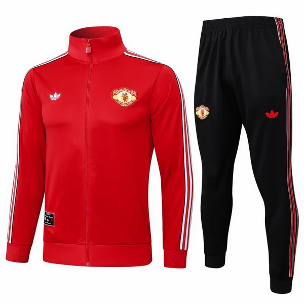 Conjunto Completo Ropa Deportiva Con Cremallera Larga Niños Manchester United 2025 2026 Negro II Rojo Manchester United Niños Conjunto 2025 2026 Negro - Equipacion Manchester United Niños | tiendasdefutboles