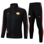 Conjunto Completo Ropa Deportiva Con Cremallera Larga Niños Manchester United 2025 2026 Negro III Rojo