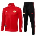 Conjunto Completo Ropa Deportiva Con Cremallera Larga Niños Manchester United 2025 2026 Rojo I Negro