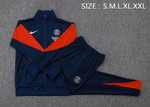 Conjunto Completo Ropa Deportiva Con Cremallera Larga Paris Saint Germain 2025 2026 Azul Marino Rojo Paris Saint Germain Conjunto 2025 2026 Azul - Maglia Paris Saint Germain | tiendasdefutboles