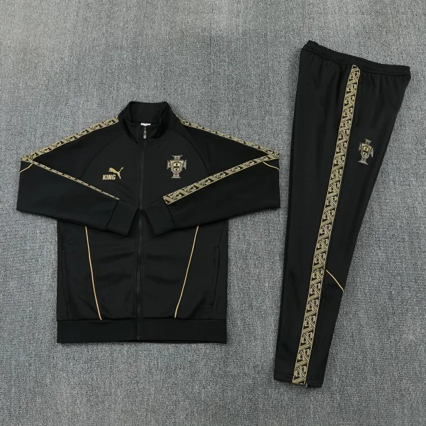 Conjunto Completo Ropa Deportiva Con Cremallera Larga Portugal 2026 Negro I Amarillo Portugal Conjunto 2026 Negro - Portugal Barata | tiendasdefutboles