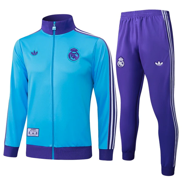 Conjunto Completo Ropa Deportiva Con Cremallera Larga Real Madrid Real Madrid 2025 2026 Azul Marino Blanco Real Madrid Conjunto 2025 2026 Azul - Maglia Real Madrid | tiendasdefutboles