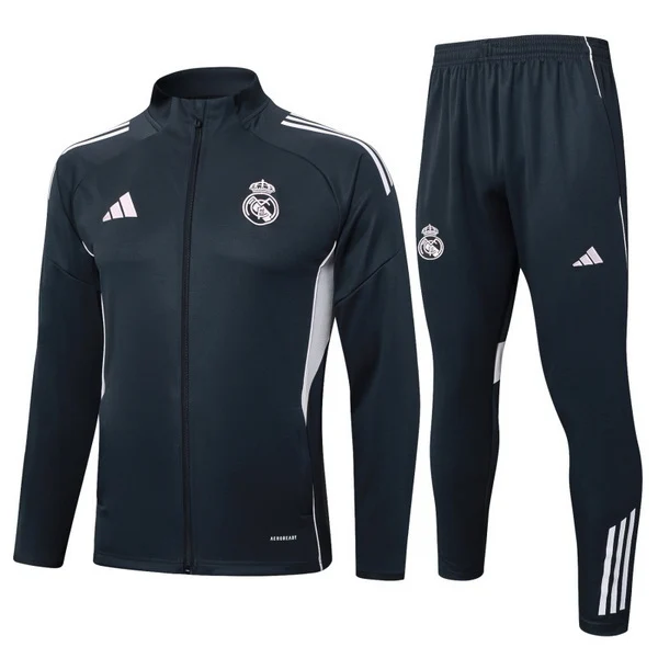 Conjunto Completo Ropa Deportiva Con Cremallera Larga Real Madrid Real Madrid 2025 2026 Blanco Negro Real Madrid Conjunto 2025 2026 Blanco - Maglia Real Madrid | tiendasdefutboles
