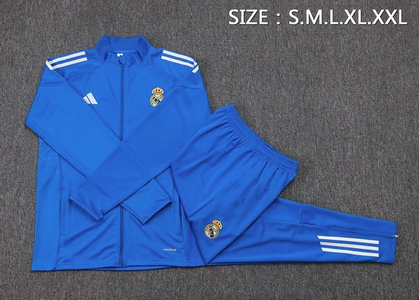 Conjunto Completo Ropa Deportiva Con Cremallera Larga Real Madrid Real Madrid 2025 2026 Azul Blanco Real Madrid Conjunto 2025 2026 Azul - Maglia Real Madrid | tiendasdefutboles