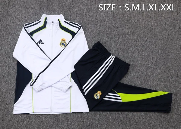 Conjunto Completo Ropa Deportiva Con Cremallera Larga Real Madrid Real Madrid 2025 2026 Blanco Negro Verde Real Madrid Conjunto 2025 2026 Blanco - Maglia Real Madrid | tiendasdefutboles
