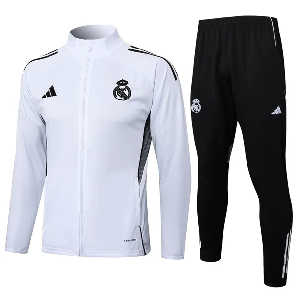 Conjunto Completo Ropa Deportiva Con Cremallera Larga Real Madrid Real Madrid 2025 2026 Blanco I Gris Real Madrid Conjunto 2025 2026 Blanco - Maglia Real Madrid | tiendasdefutboles