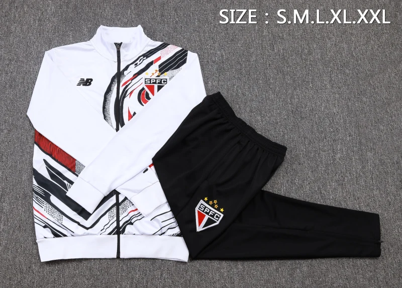 Conjunto Completo Ropa Deportiva Con Cremallera Larga São Paulo 2025 2026 Blanco Negro São Paulo Conjunto 2025 2026 Blanco - Maglia Sao Paulo | tiendasdefutboles
