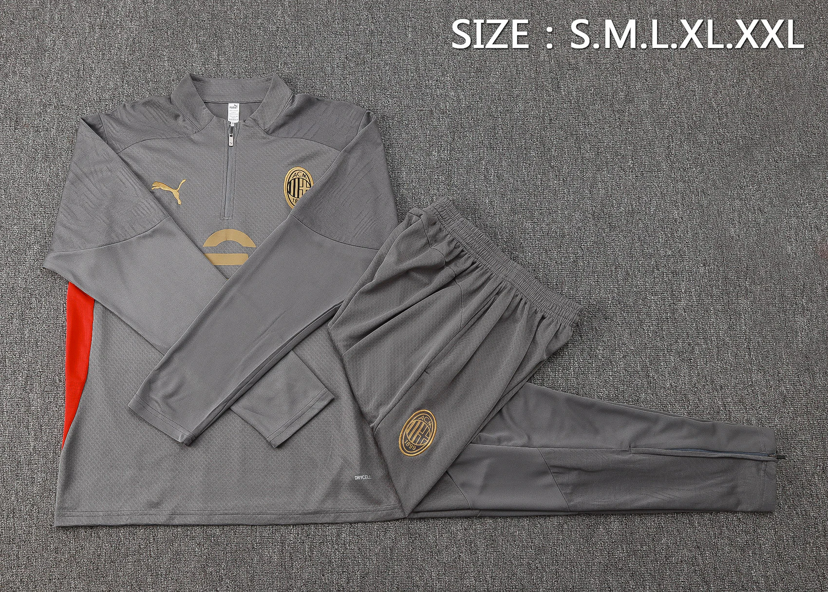 Conjunto Completo Sudadera Entrenamiento AC Milan 2024 2025 Gris Rojo AC Milan Conjunto 2024 2025 Gris - Maglia Ac Milan | tiendasdefutboles
