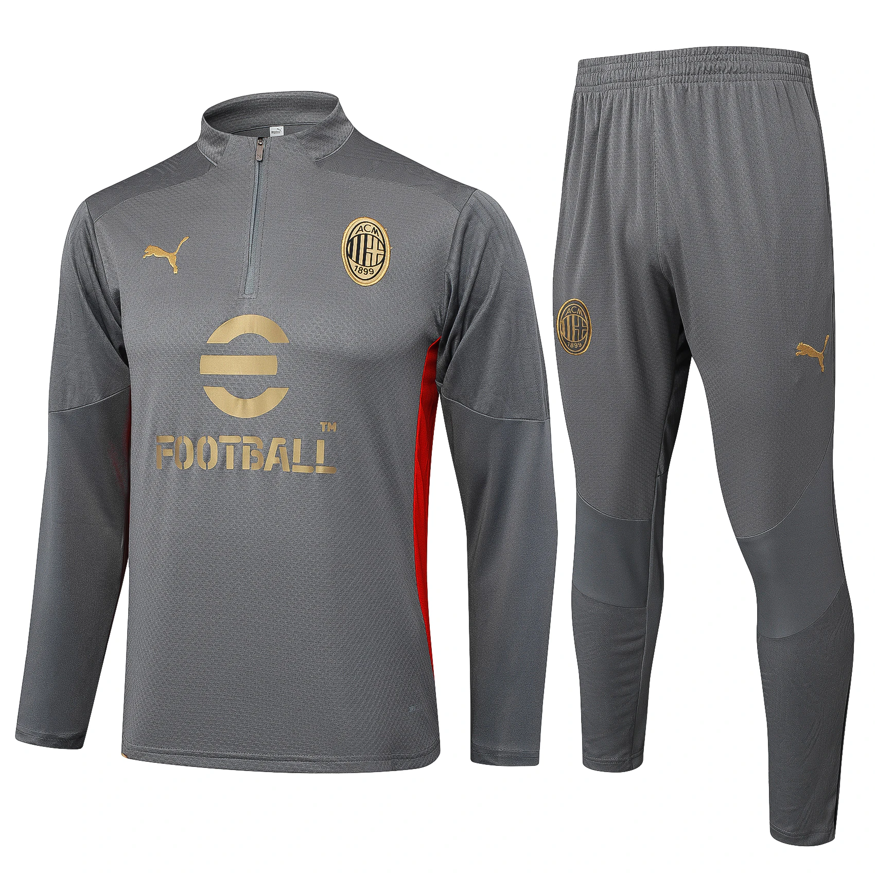 Conjunto Completo Sudadera Entrenamiento AC Milan 2024 2025 Gris Rojo AC Milan Conjunto 2024 2025 Gris - Maglia Ac Milan | tiendasdefutboles