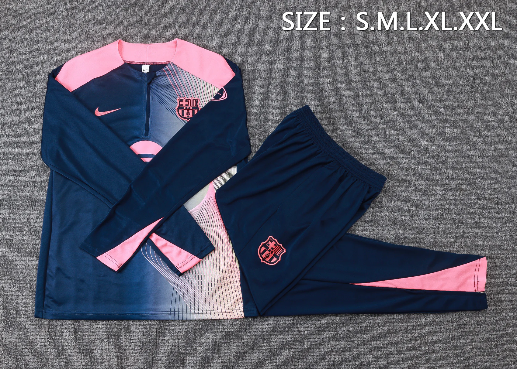 Conjunto Completo Sudadera Entrenamiento Barcelona 2025 2026 Azul Marino I Rosa FC Barcelona Conjunto 2025 2026 Azul - Tuta FC Barcelona | tiendasdefutboles